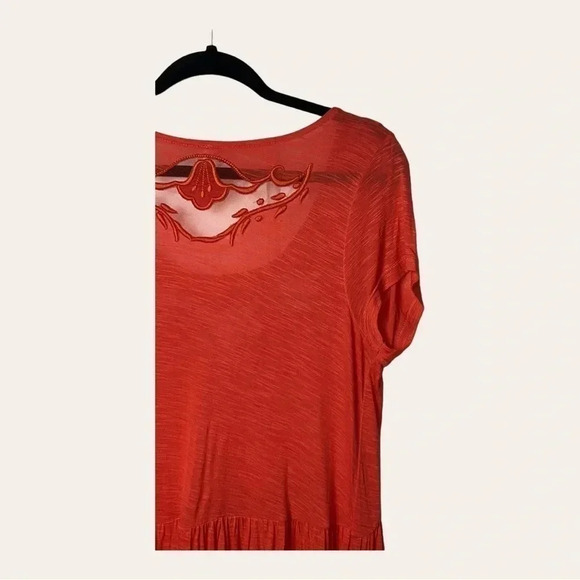 0431W. FREE PEOPLE CANDY CRAFTY KNIT TOP SIZE MEDIUM ORANGE IN COLOR WITH MESH - Picture 10 of 12